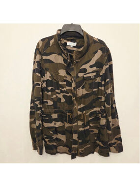 Women's Grace & Lace Camo Utility Jacket XL Green Brown